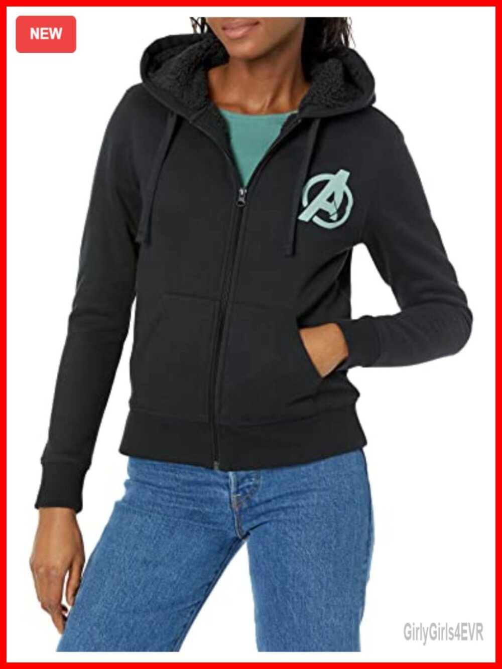 Sherpa-Lined Full-Zip Hooded Sweatshirt Fleece Zip-Up Hoodie